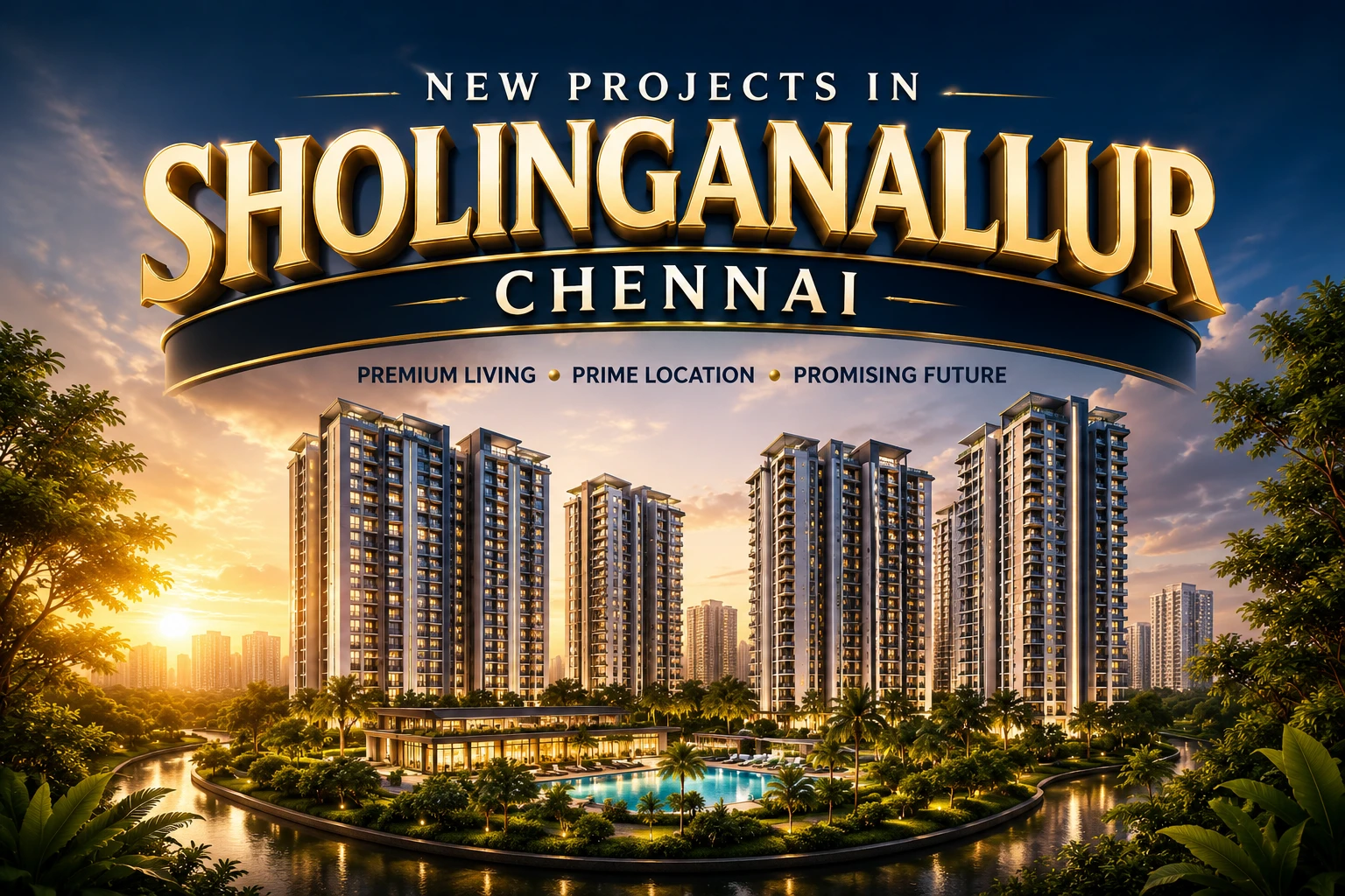 Sholinganallur residential area with luxury high-rise apartments and green surroundings near OMR Chennai
