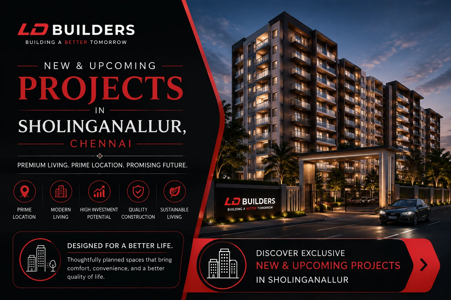 LD Builders official logo for Sholinganallur residential projects