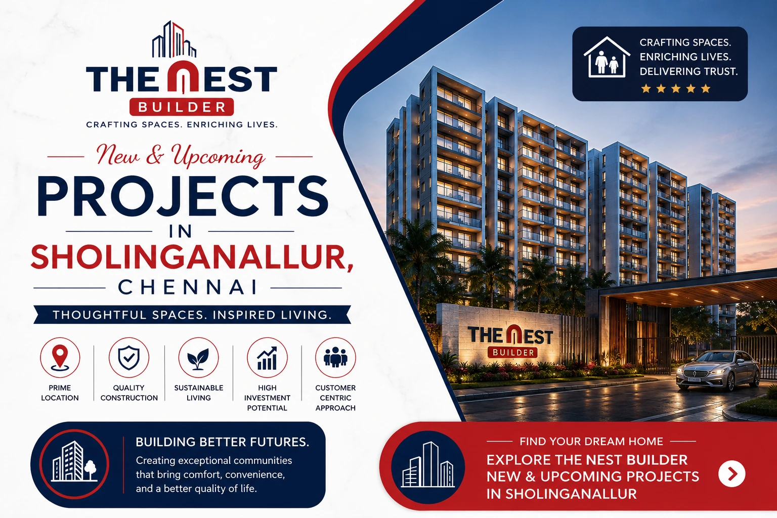 The Nest Builder official logo for Sholinganallur residential projects