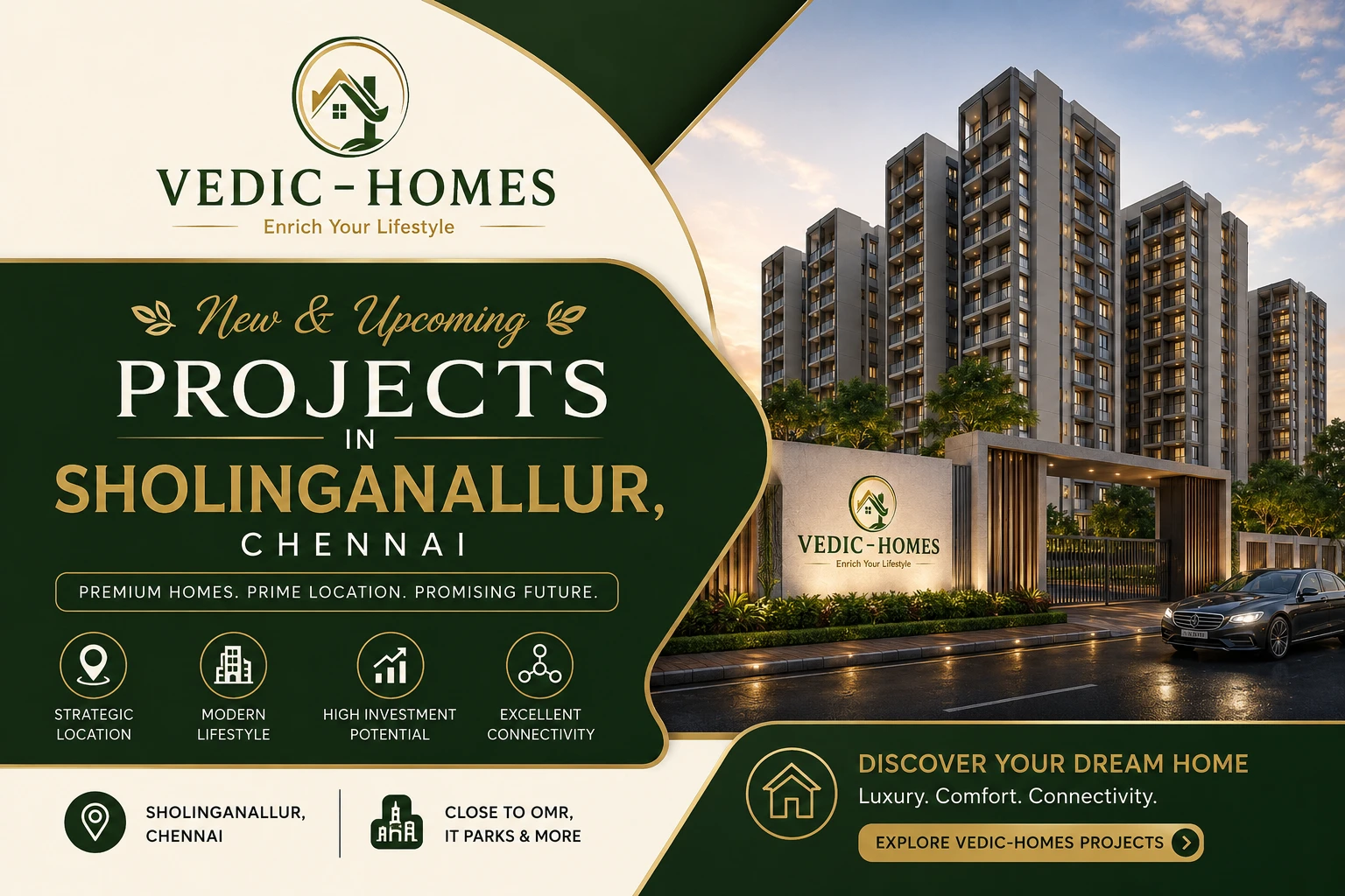 Vedic Homes official logo for Sholinganallur residential projects